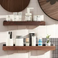 Bathroom Shelf，No punch storage rack，Solid Wood bathroom shelves ，Punch-Free Wooden Shelf Wall-Mounted Shower，Toilet Organizer 1
