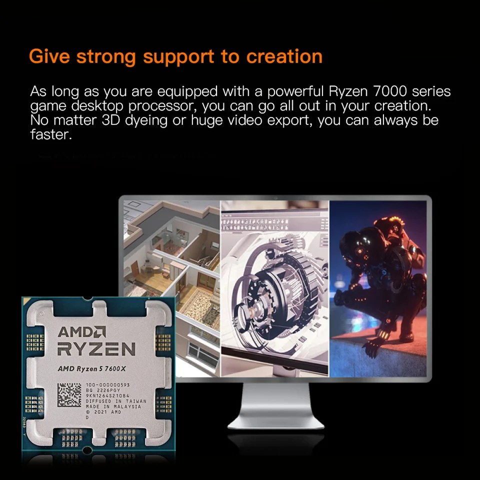 New AMD Ryzen 5 7600X CPU with Box Vision 6-Core 12-thread