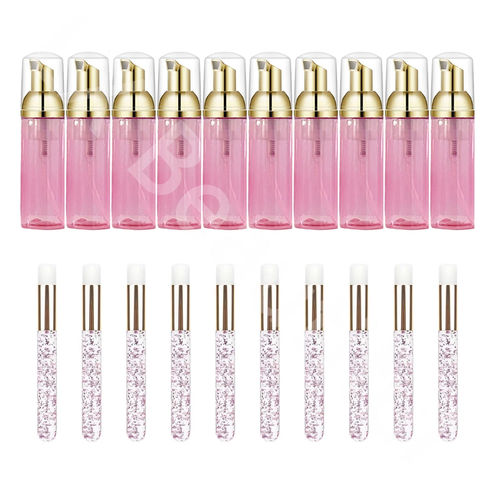 Refillable Bottle Set Eyelash Cleansing Bottle Makeup Tools Pump 20Pcs Eyelash Cleaning Set