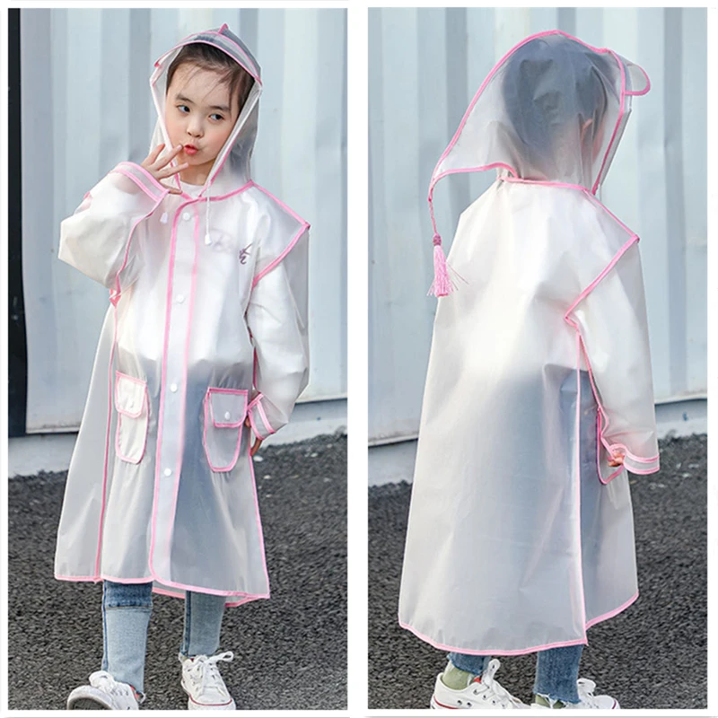 Raincoat Kids 1-10 Years Boys Girls Rain Jackets Cartoon Rain Coat Outfits Transparent Rainwear Baby Waterproof Child Clothes