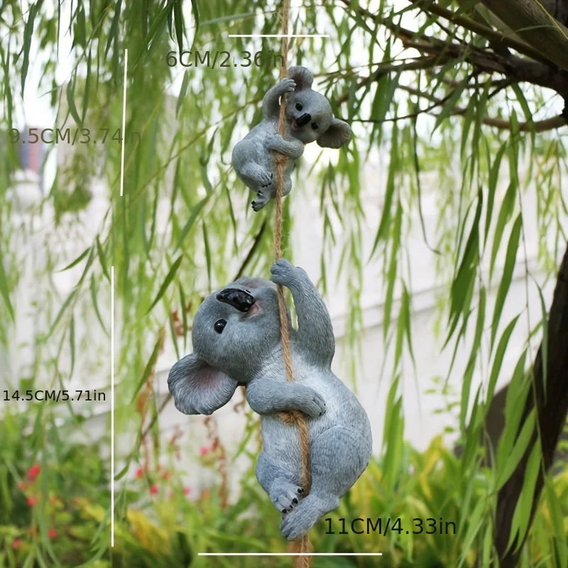 사랑스러운 송진 스윙 코알라 곰 입상-요정 정원 장식 및 야외 나무 걸이 장식에 적합, 1 개