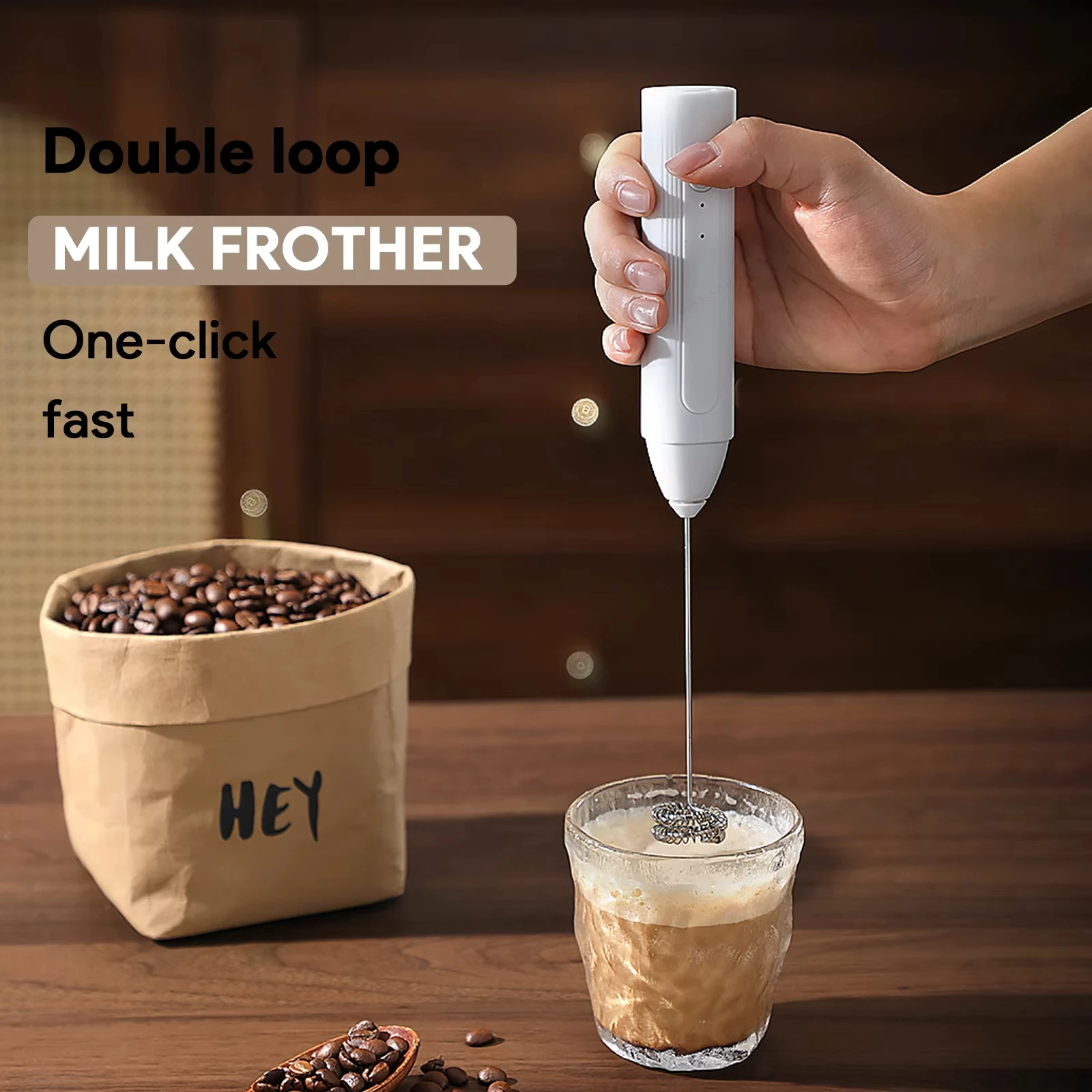 1 electric coffee frother, milk frother, egg beater, handheld 3-speed rechargeable cream maker, 3-speed kitchen mixer 1
