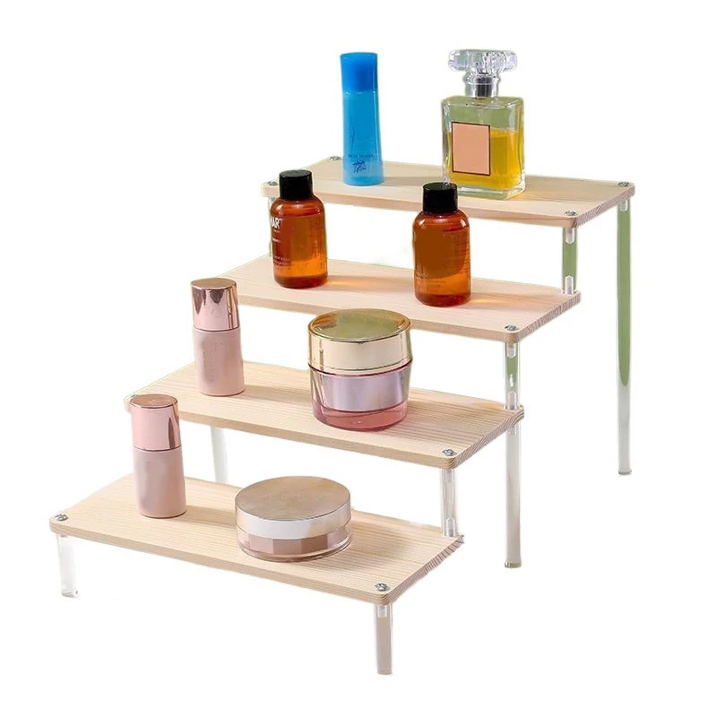 1-5 Tier Wood Acrylic Display Stand Hand-made Figure Doll Décor Toy Animation Car Model Blind Box Perfume Shelves Organizers 6