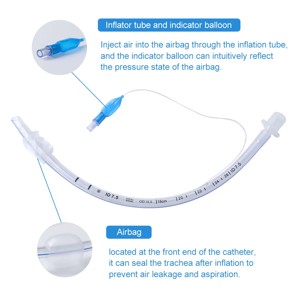 Pet Disposable Sterile PVC Endotracheal Tube With Cuffed High Volume Low Pressure Cuff X-Ray Visible Line Veterinary Equipment