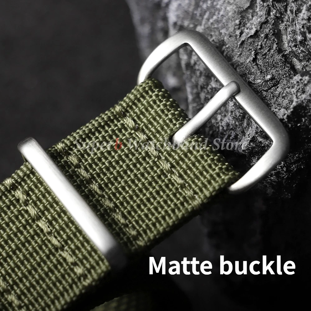 Army Green Ribbed Nylon Military Watch Strap - Versatile Watchband Accessory