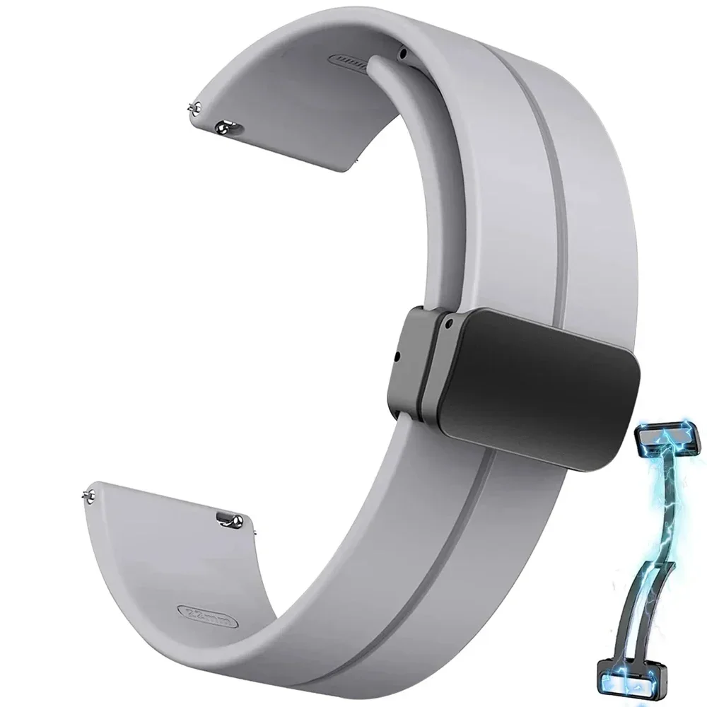 Silicone Magnetic Clasp Sports Watchband - 20/22mm Strap
