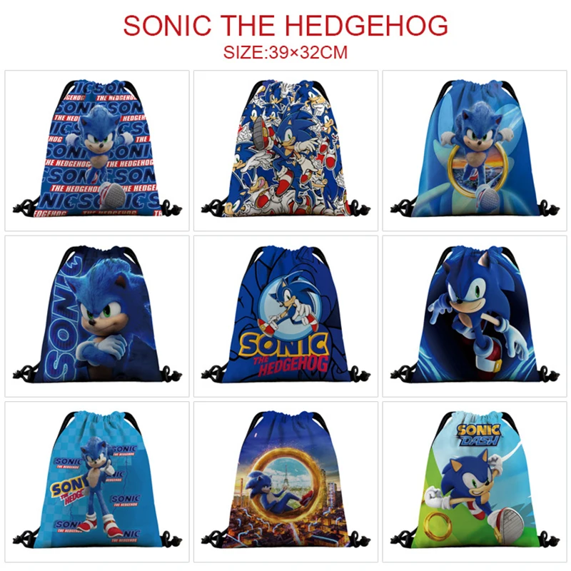 

Sonic The Hedgehog Kids Cartoon Drawstring Backpack Waterproof String Bag Sport Gym Bag Portable Beach Swim Sackpack Boys Gifts
