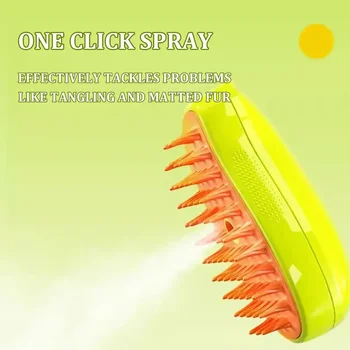 Cat & Dog Electric Spray Grooming Comb-Soft Silicone Depilation Brush Pet Bath Grooming Supplies for Kittens Puppies Adult Pets