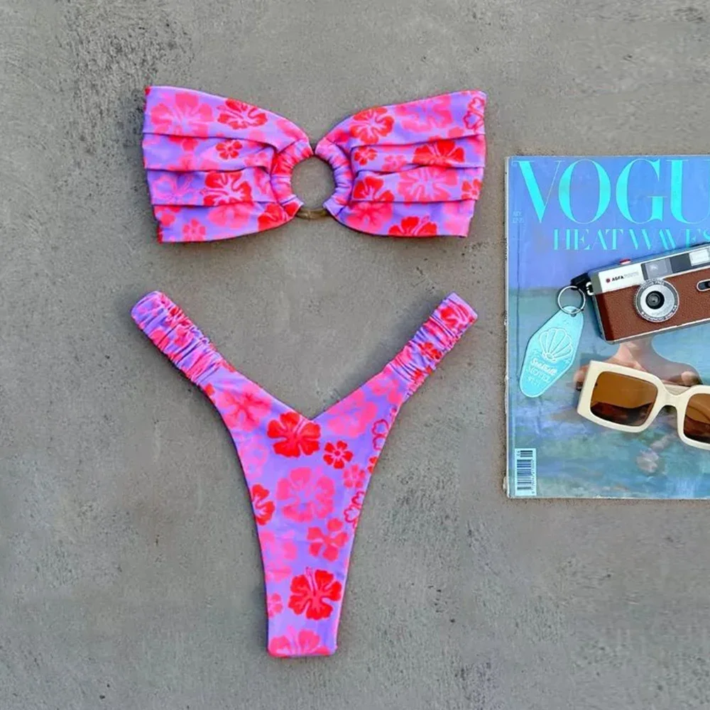 Micro Bikini Push Up Women Swimsuits 2024 Sexy Female Swimwear Brazilian Bikini Set Thong Biquini Swim Suits Print Beachwear
