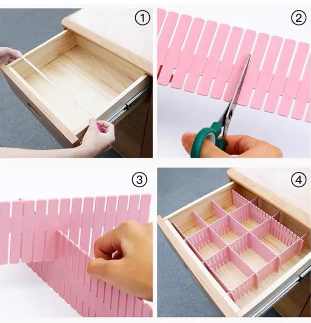 Drawer Divider Drawer Organizer 4Pcs DIY Adjustable For Underwear Socks