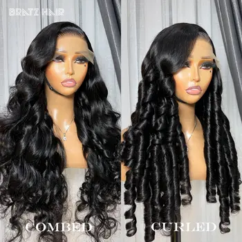 400 Density Natural Color Bouncy Curls Wigs Human Hair 360 13x6 13x4 Lace Frontal Wigs Pre Plucked Glueless 4x4 Lace Closure Wig