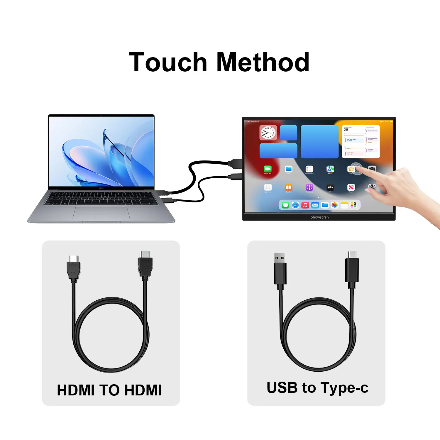라즈베리 파이 4 3 2 제로 W용 14인치 IPS LCD 디스플레이 터치스크린 모니터 휴대용 HDMI 호환 디스플레이