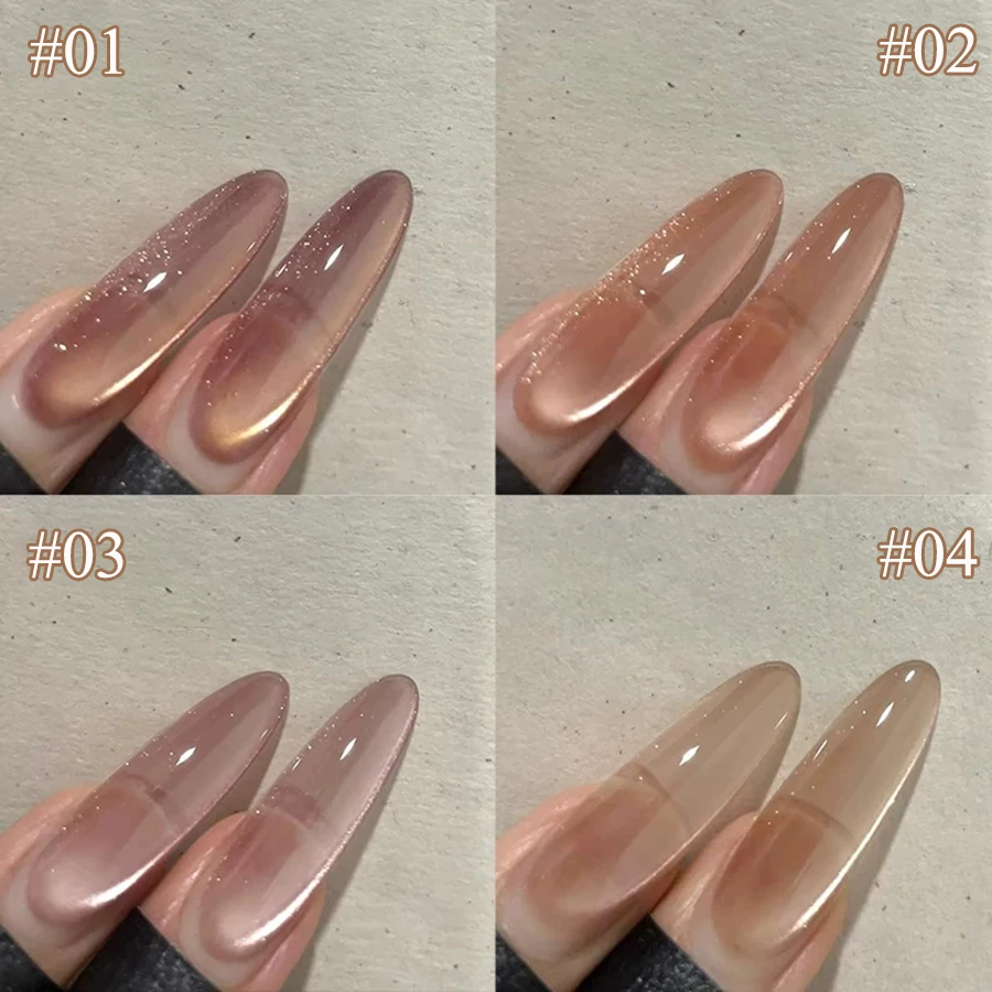 Set of 1-12 Ice Transparent Wine Glass Beads Cat Eye Gel Nail Polish – Sweet Spring/Summer Pink Collection