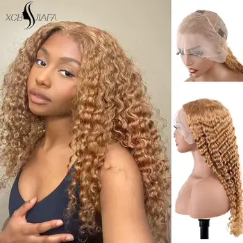 Blonde Human Hair Wig 180 Density 36 Inch Lace Front Human Hair Wig 13X6 Deep Wave Frontal Wig Brazilian Human Hair Colored Wigs