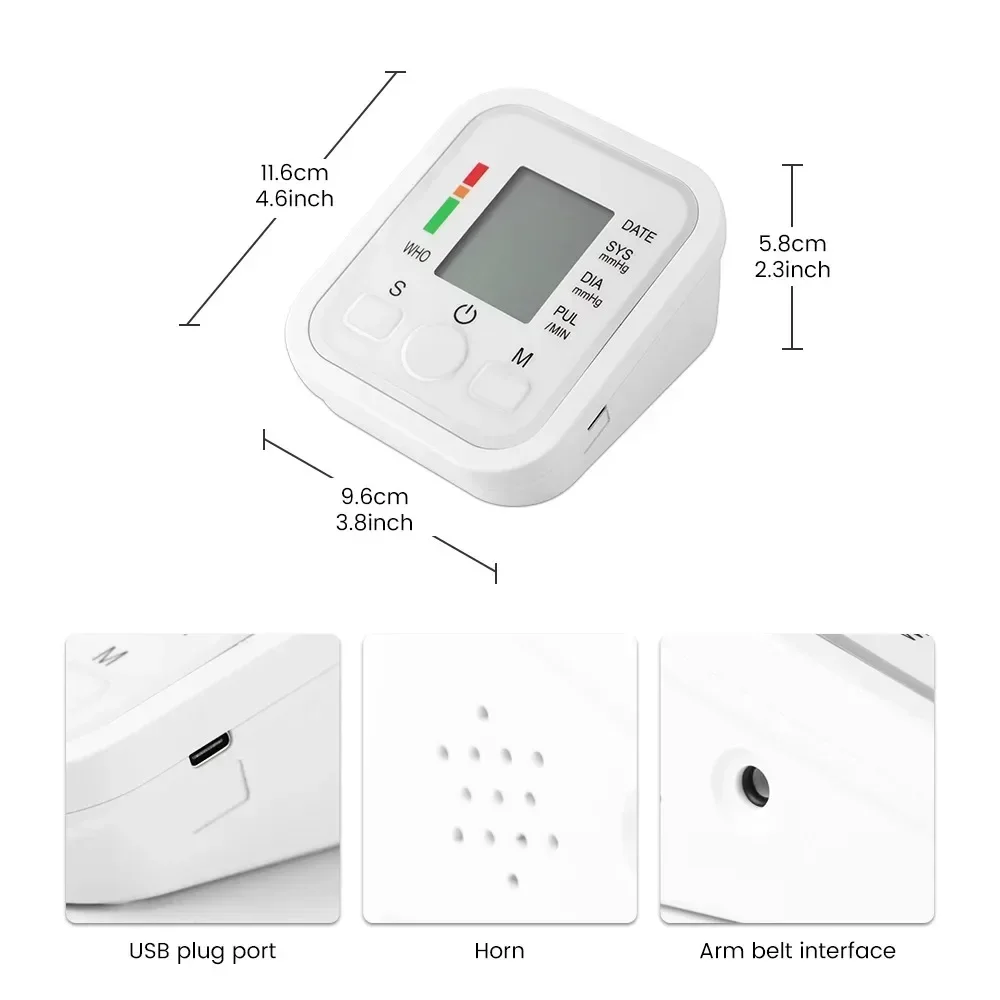 Accurate Heart Rate & Pulse Measurement Arm Blood Pressure Monitor with CE Certification for Home Use
