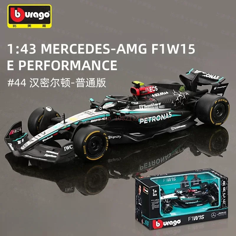 2024 New Bburago 1:43 Mercedes-Amg F1 W15 Alloy Miniature Diecast Model Amg Petronas F1 W15 Team #44 #64 Alloy Car Model ToyGift 5