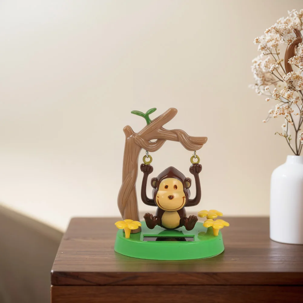 Solar Dancing Monkey Toy Solar Powered Swing Monkey Cute Animated Bobble Dancer for Car Interior Decoration