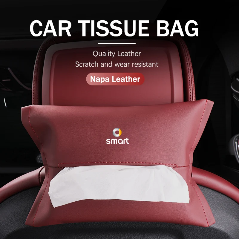 자동차 티슈 박스 가죽 걸이형 수납 가방 스마트 EQ 카브리오 크로스블레이드 로드스터 시티-쿠페 452 454용 자동차 액세서리