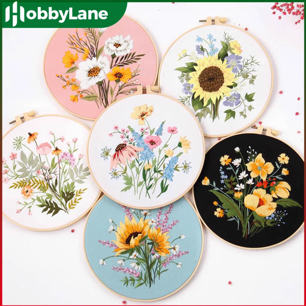 DIY Flower Pattern Embroidery Kit Embroidered Hoop Handmade Cross Stitch Kits For Craft Lover Sewing Art Craft Kit embroidery kits