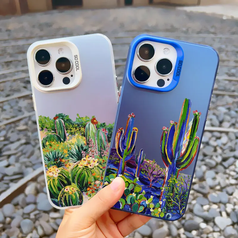 Cartoon-Kaktus-Pflanzen Handyhülle für iPhone 13 Mini 12 11 Pro Max 17 16 15 14 Pro Max Plus Stoßfeste Laser-Rückabdeckungen – Detail 12