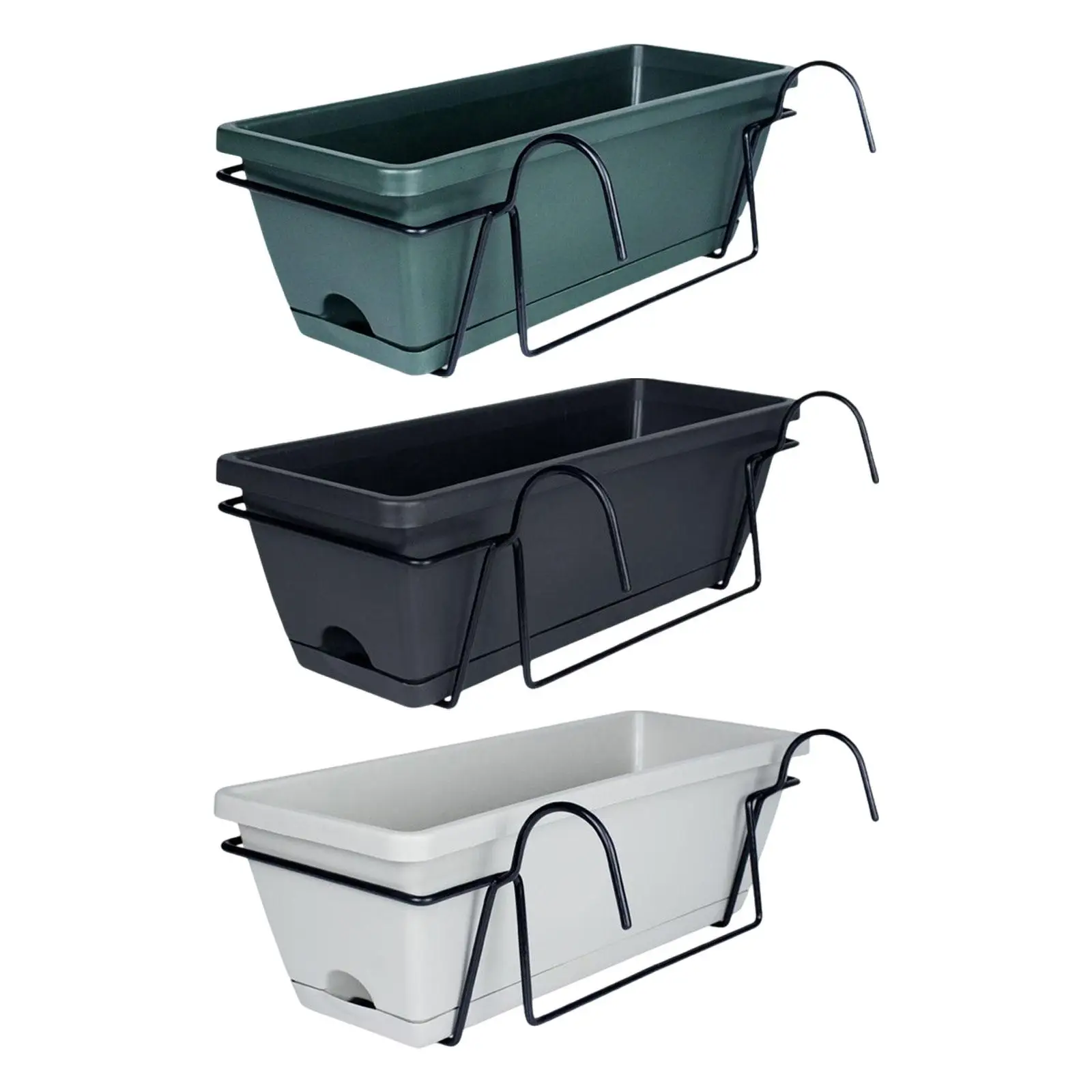 Flower Pot Plant Pot Balcony Railing Planter Plant Basket Fence Planter with Rack and Tray Flowerpot Window Box for Deck Yard Countryside