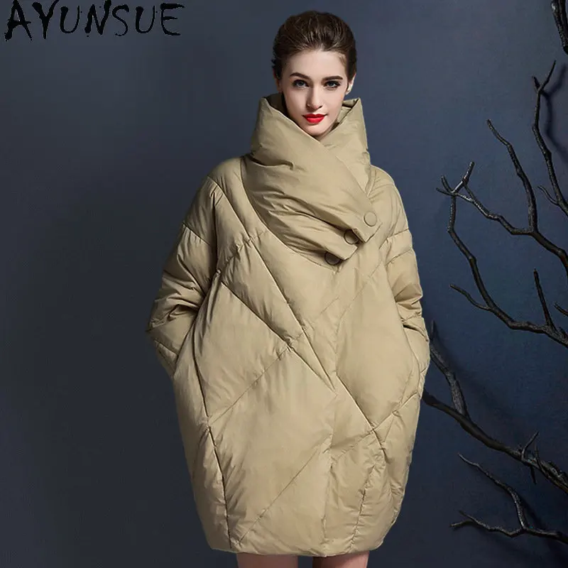 

AYUNSUE White Duck Down Jackets for Women Warm Loose Puffer Jacket Women Winter Coat Fashion Thick Outwears Oudoune Femme SGG