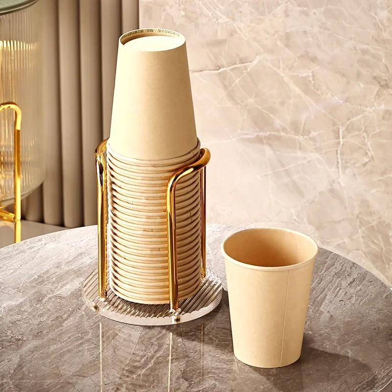 Luxury Disposable Cup Storage Holder Water Tea Cups Dispenser Rack Shelf With Longer Stick Mug Display Stand Home Organizer