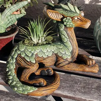 Creative Dragon Tree Succulent Planter – Resin Garden Statue 1