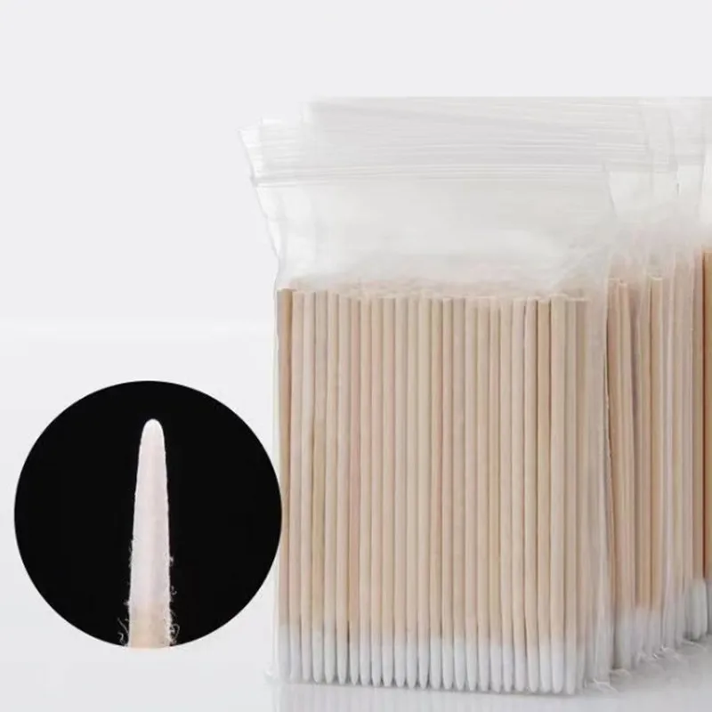 Disposable Cotton Swab Lint Free Micro Brushes Wood Cotton Buds Swabs for Ear Clean Eyelash Extension Glue Removing cotton swabs wood cotton swabs disposable cotton swabs