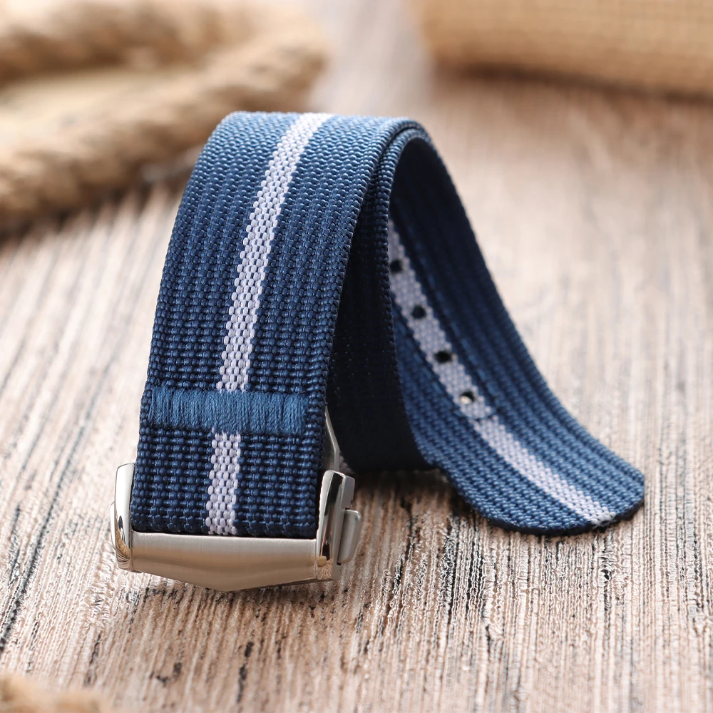 Premium Ribbed Nylon Watch Strap with Deployant Clasp – Sport Wristband