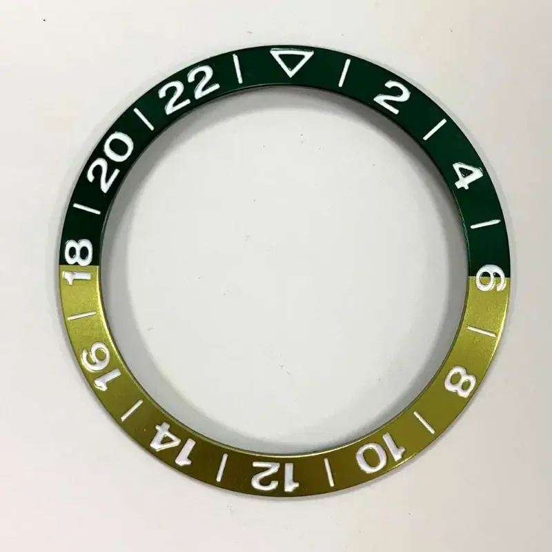Aluminum Sloping Watch Bezel Insert with GMT Font, 38x30.5mm