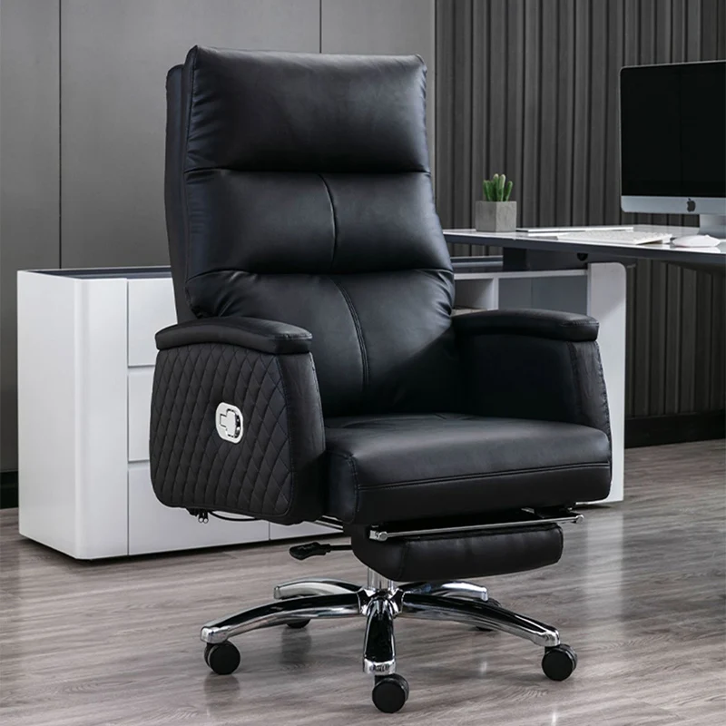 Swivel Luxury Modern Office Chair Full Body Leather Extension Soft Mobile Work Chair Footrest Lounge Silla Plegable Furniture