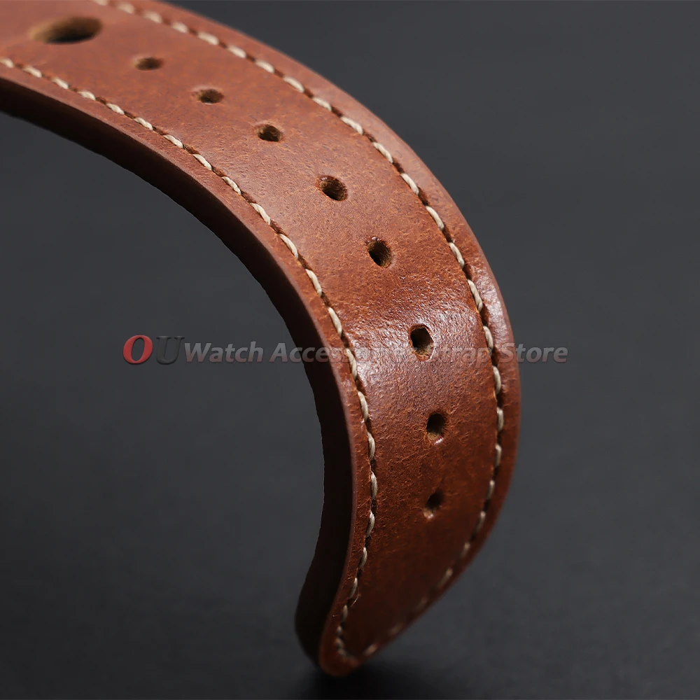 Vintage Leather Breathable Watch Strap - 20mm/22mm Cowhide Sport Bracelet