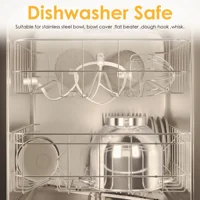BioloMix mélangeur sur socle alimentaire de cuisine à 6 vitesses 1200W DC moteur silencieux bol en acier inoxydable 6L avec fouet à oeufs à crème fouet pétrin de pâte 5