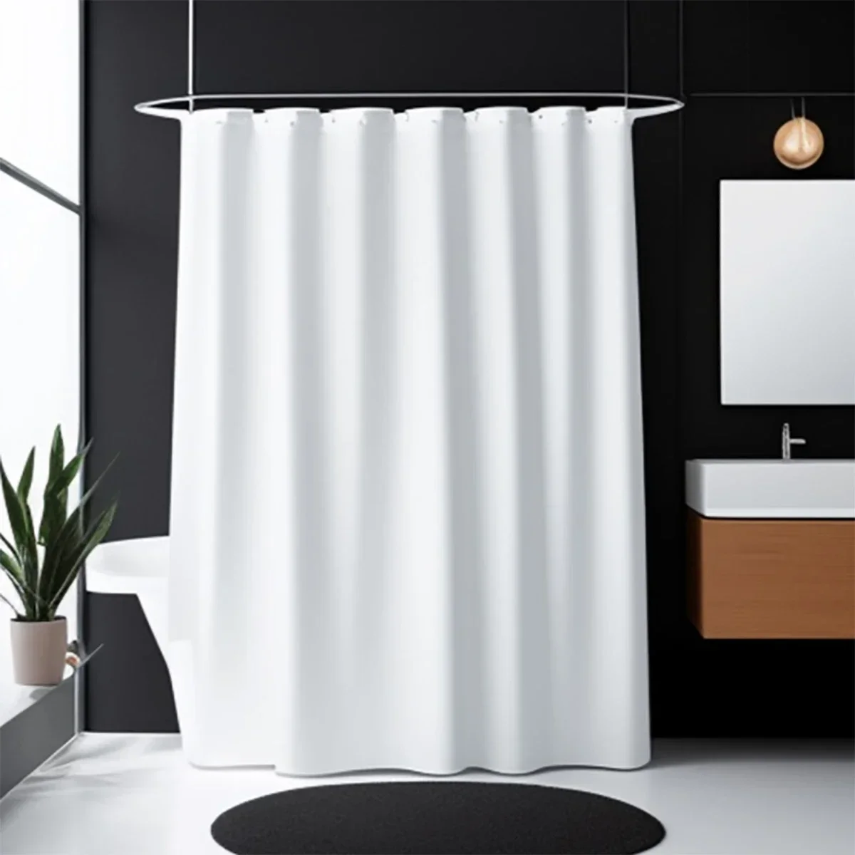 Shower Curtain Polyester Material Waterproof for Bathroom Partition