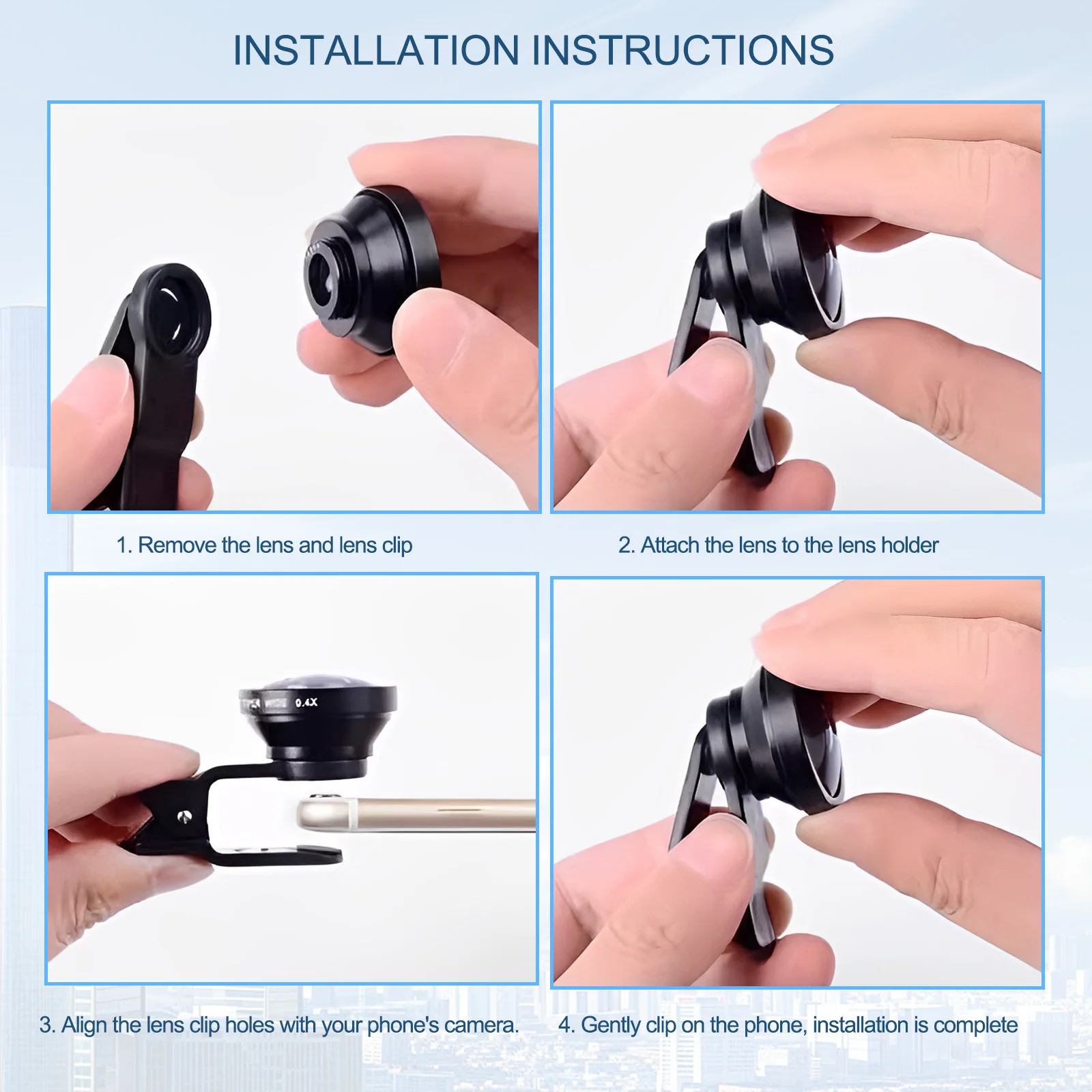 Obiettivo per fotocamera per cellulare 3 in 1, grandangolare, macro, fisheye, universale per smartphone/ per iPhone/ per Samsung per Android - immagine 4