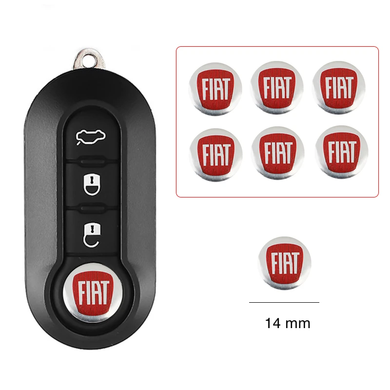5/10pcs 14mm Car Key Emblem Metal Sticker Logo Decal For FIAT 500