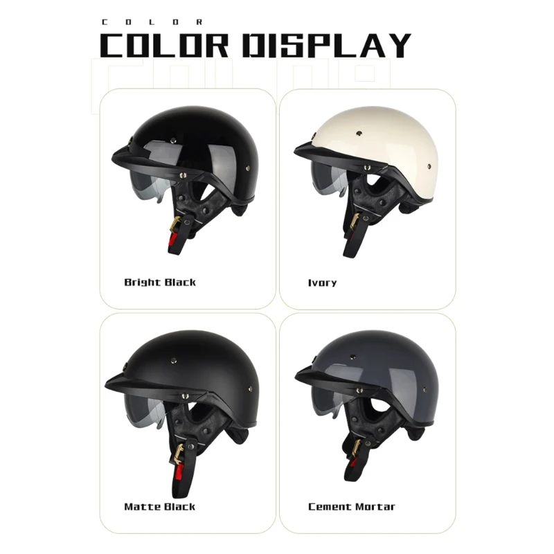 

03KB Retro-Motorcycle Scooter Baseball Helmet Anti-UV Fashion Vintage Half Face Classic Motorbike Crash Hat for Men Women Kid