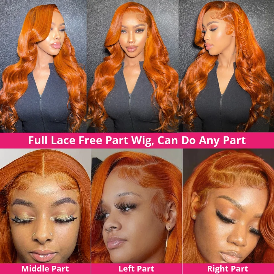 Ginger Lace Front Wig Human Hair Body Wave Transparent 13x6 Hd Lace Frontal Human Hair Wig Colored Human Hair Lace Frontal Wig