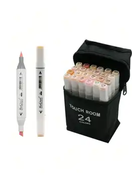 Dual Tip Alcohol Based Flesh Color Marker Pen Set 24colors Skin Tone&Hair Art Markers