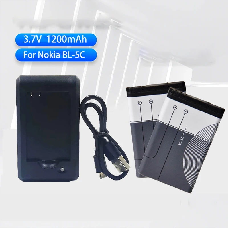 Фото Литий-полимерная батарея для телефона 3,7 V BL-5C 1200mAh для радио Nokia 1100 1110 1200 1208 1280 2600 2700 3100 3110 5130 6230 1600 №1