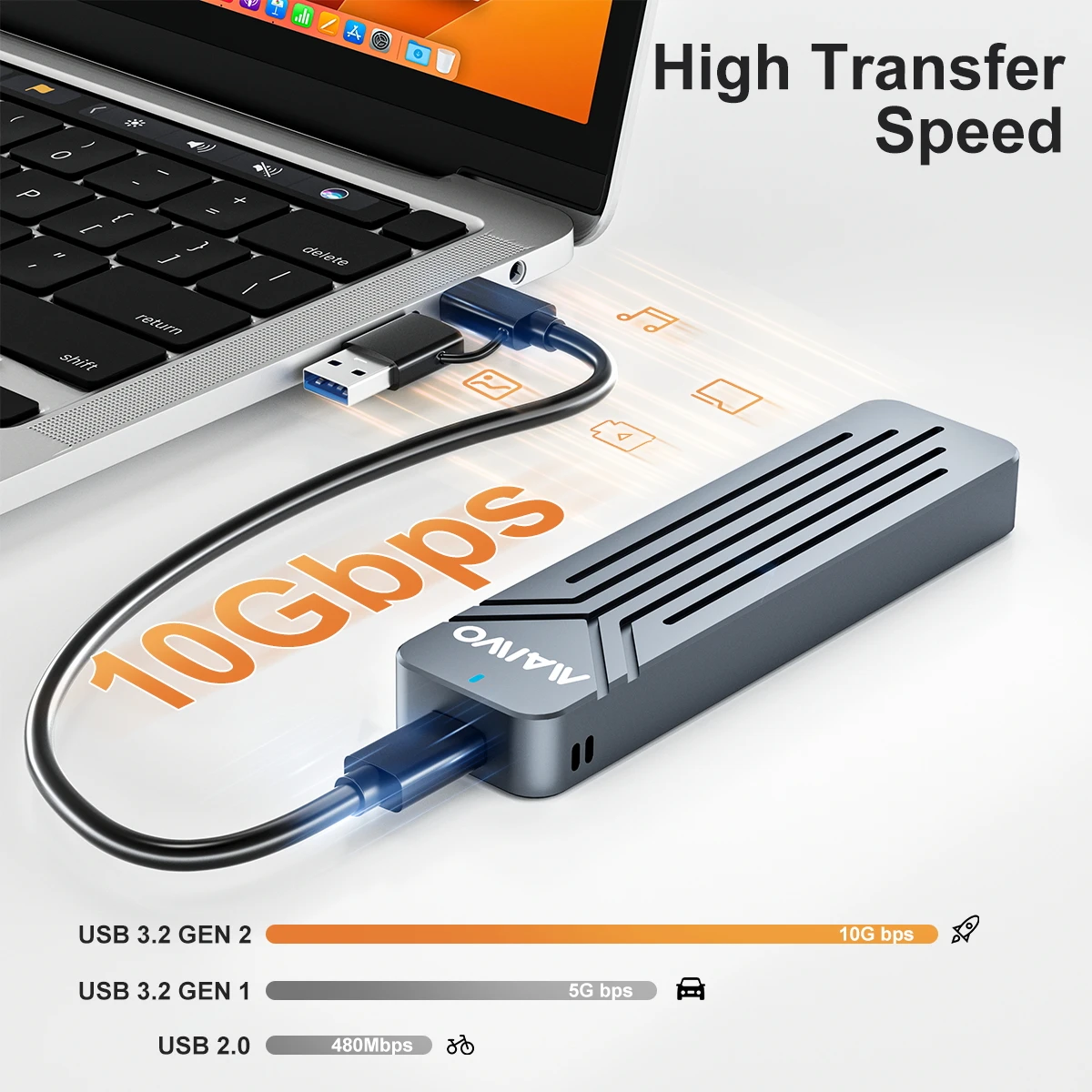 MAIWO SSD 케이스 M.2 NVME SSD 인클로저 어댑터 10Gbps USB 3.1 Gen2 USB C 지원 UASP Trim 8TB 알루미늄 2230 2242 2260 2280용