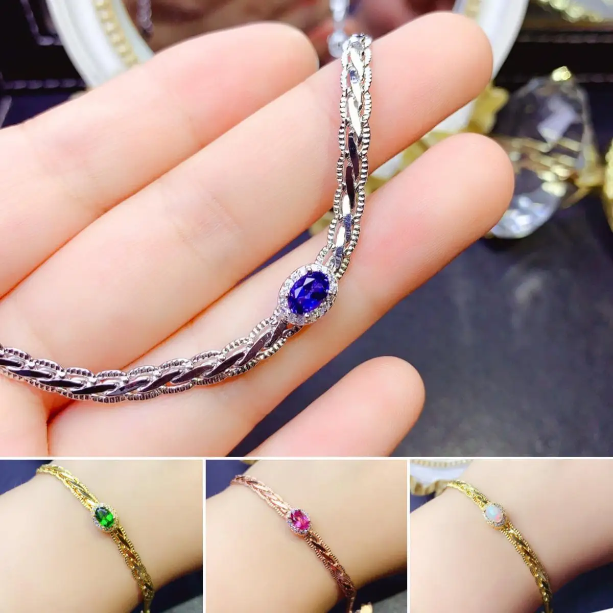 9.34tct Color Change Garnet Bracelet with 0.45tct Diamonds set in 14K ‐ Gem  Bleu
