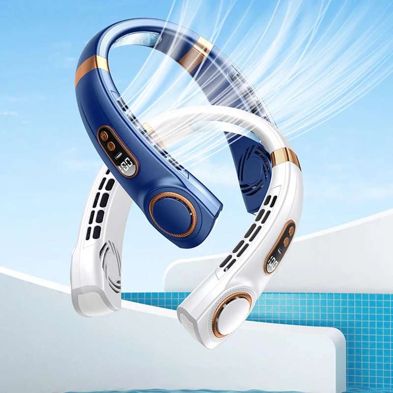 Portable Mini Hanging Neck Fan Digital Display Leafless Mute Electric Fan 4000mAh USB Rechargeable Neck Cooler Air Conditioner 5 Portable Mini Hanging Neck Fan Digital Display Leafless Mute Electric Fan 4000mAh USB Rechargeable Neck Cooler Air Conditioner 5
