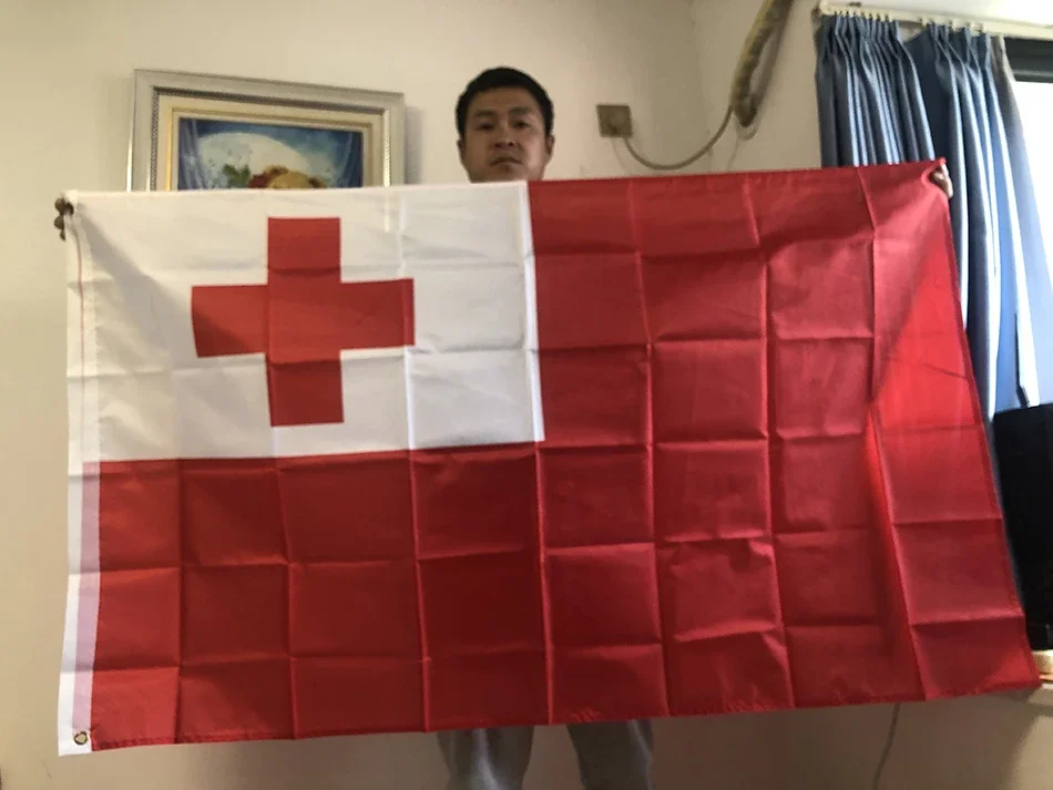 

Tonga flag 90x150cm to ton Tonga flag hanging polyester banner indoor outdoor home decoratio