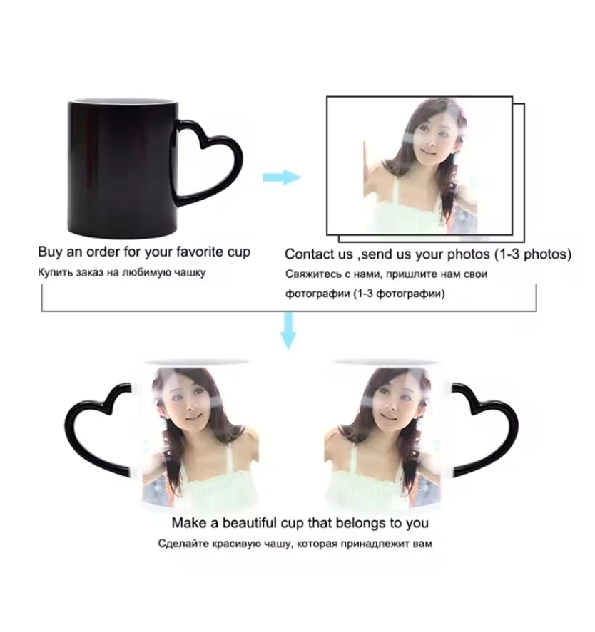 Custom Ceramic Magic Cup Pour Hot Water Picture Display Photo Text Change Color Boyfriend Family Father Gift Valentine's Day ceramic drinking cup ceramic cup ceramic mug ceramic coffee cup custom mug