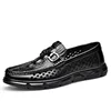 Spring New Shoes for Men Genuine Leather Casual Shoes Crocodile Print Cool Slip-on Loafers Soft Comfortable Flat Skate Shoes 6