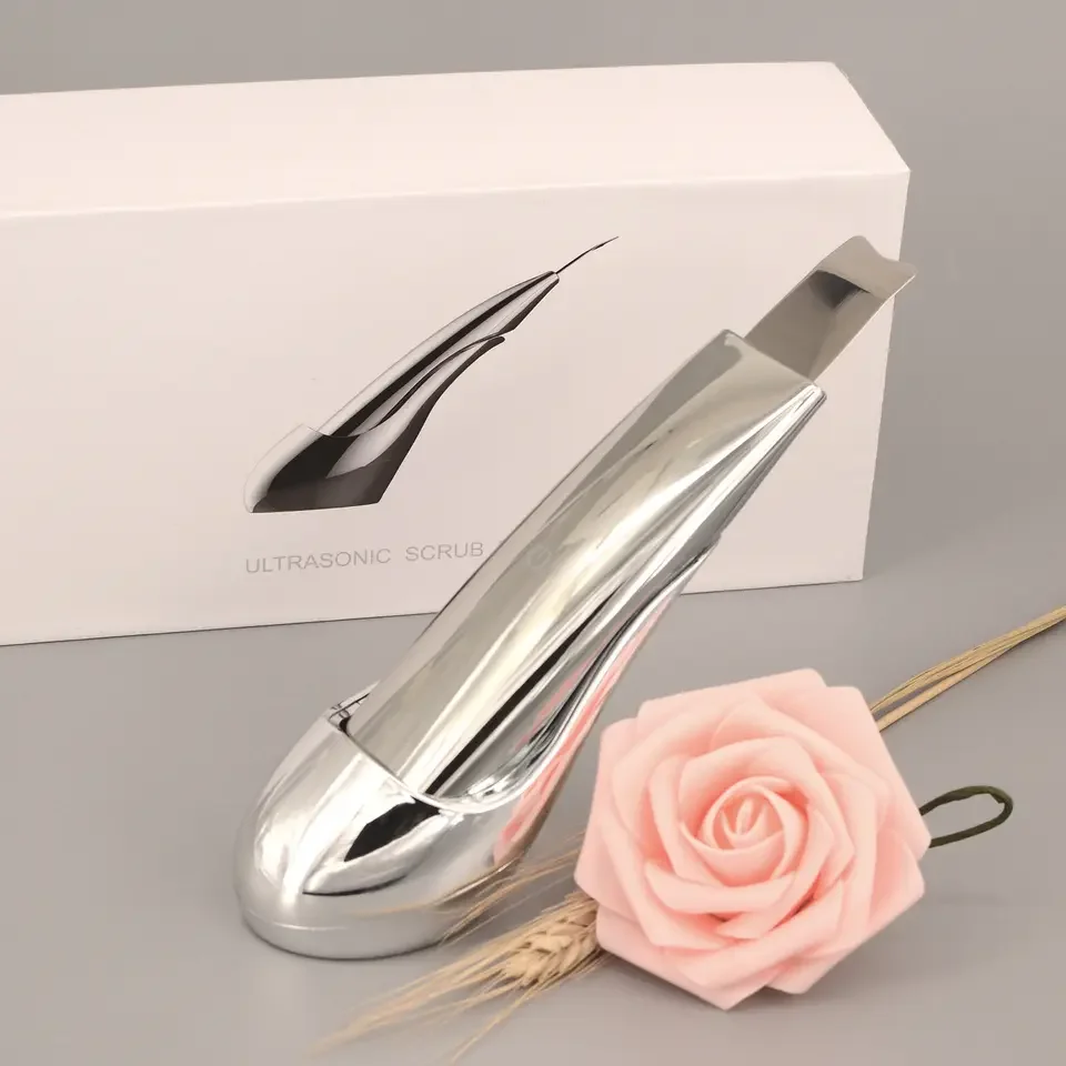 Multi-functional Skin Scrubber, Ultrasonic Cleansing, Ion Importing, EMS lifting, USB Charging Base