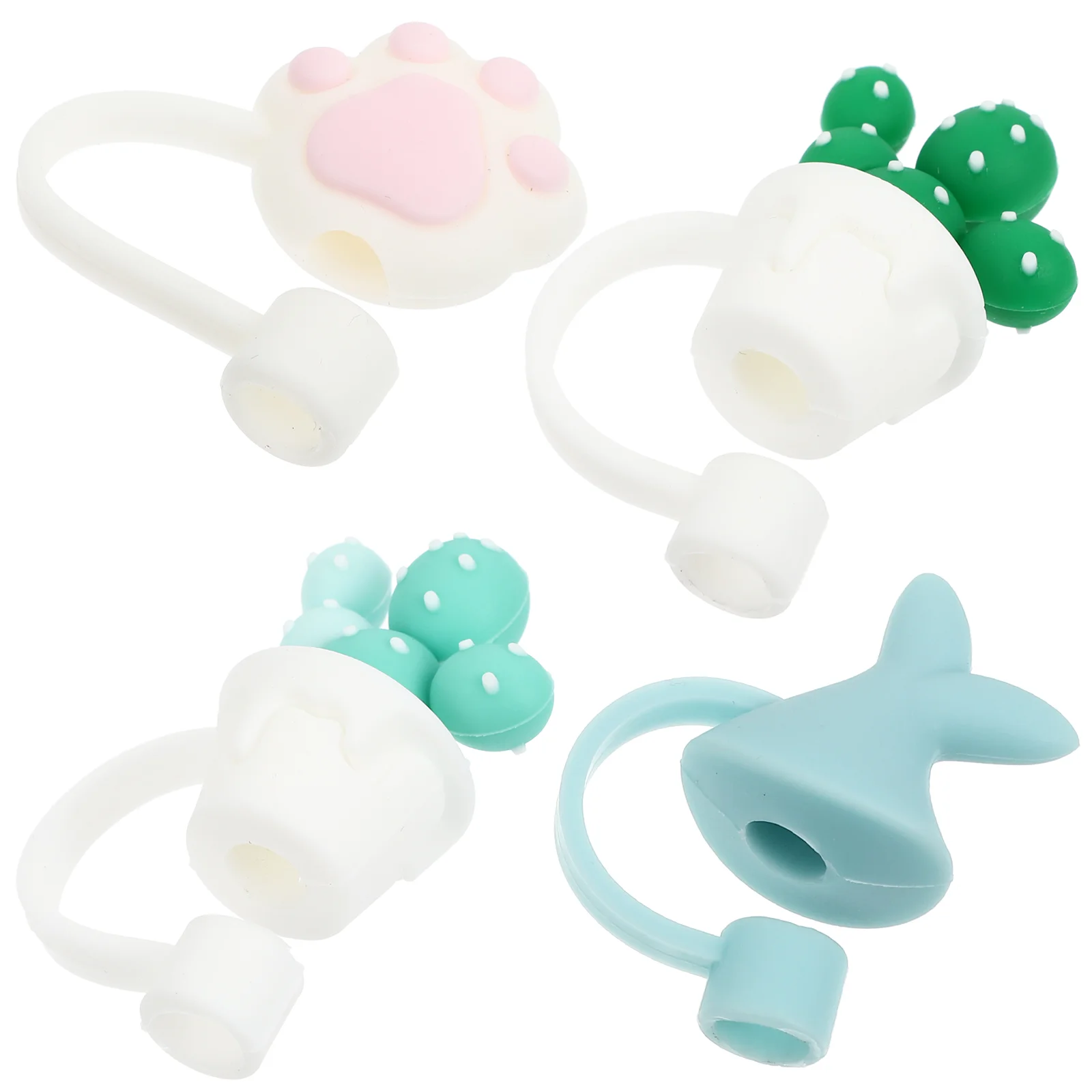 

2/3/4/6/8Pcs Silicone Straw Tips Drinking Dust Cap Splash Proof Plugs Straw Cover Cartoon Straw Protectors Drinking Straw Caps