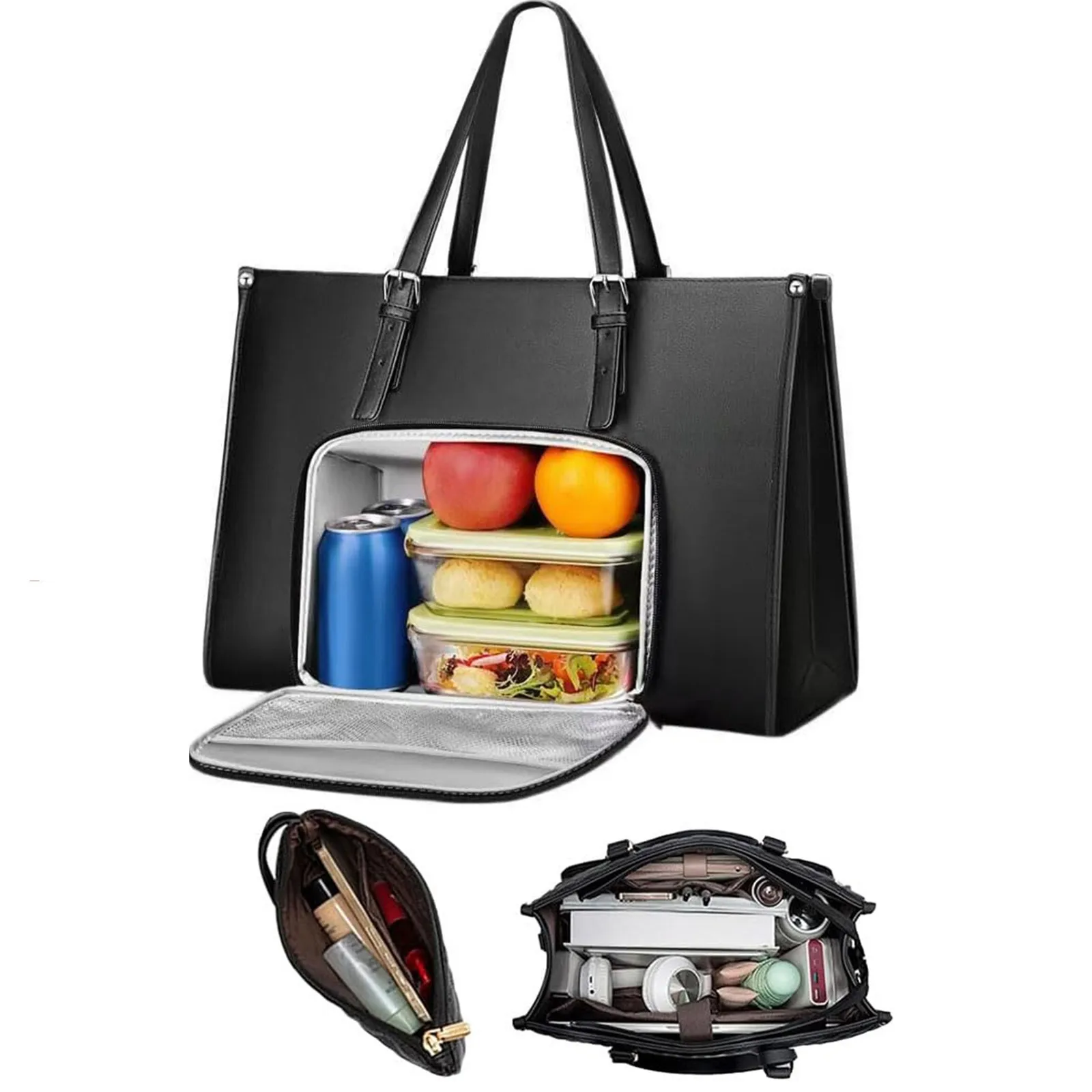 2 In 1 Lunch Tote Bag For Women, 15.6 Inch Tote Bag With Lunch Compartment, For Work, Bag, Purse Combo